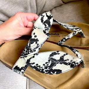 Betula by Birkenstock iridescent snake black and white adjustable sandal